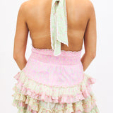 Quintelle Ruffle Halter Mini Dress, Taffy Twist