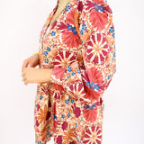 Autumn Bloom Button Down Dress, Cream/Rust