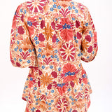Autumn Bloom Button Down Dress, Cream/Rust