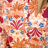 Autumn Bloom Button Down Dress, Cream/Rust