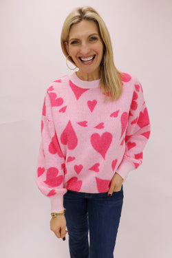 Hearts On Fire Sweater, Pink