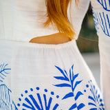Tahina Airy Palm Mini Dress, Nautical Cobalt Blue