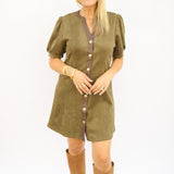 Retro Revival Suede Dress, Olive