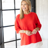 Margot Sweater Tee, Cherry Pop Melange