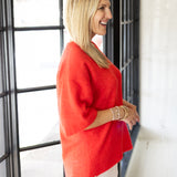 Margot Sweater Tee, Cherry Pop Melange