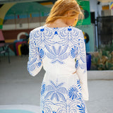 Tahina Airy Palm Mini Dress, Nautical Cobalt Blue