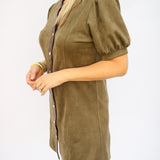 Retro Revival Suede Dress, Olive