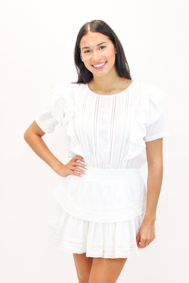 Natasha Heritage Mini Dress, White