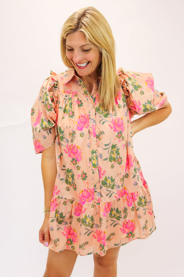 Life In Full Bloom Floral Button Down Dress
