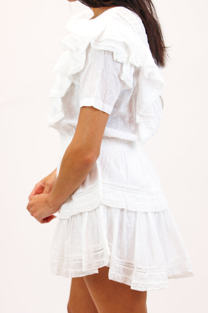 Natasha Heritage Mini Dress, White