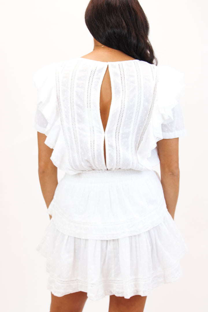 Natasha Heritage Mini Dress, White