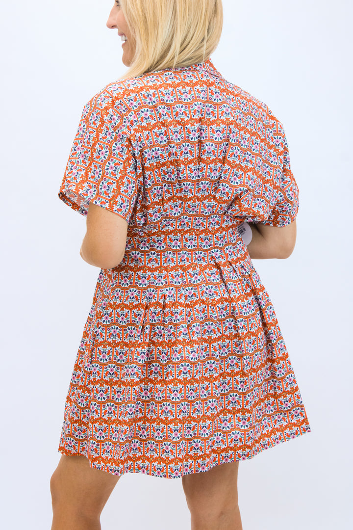 Twyla Mini Dress, Boho Tile