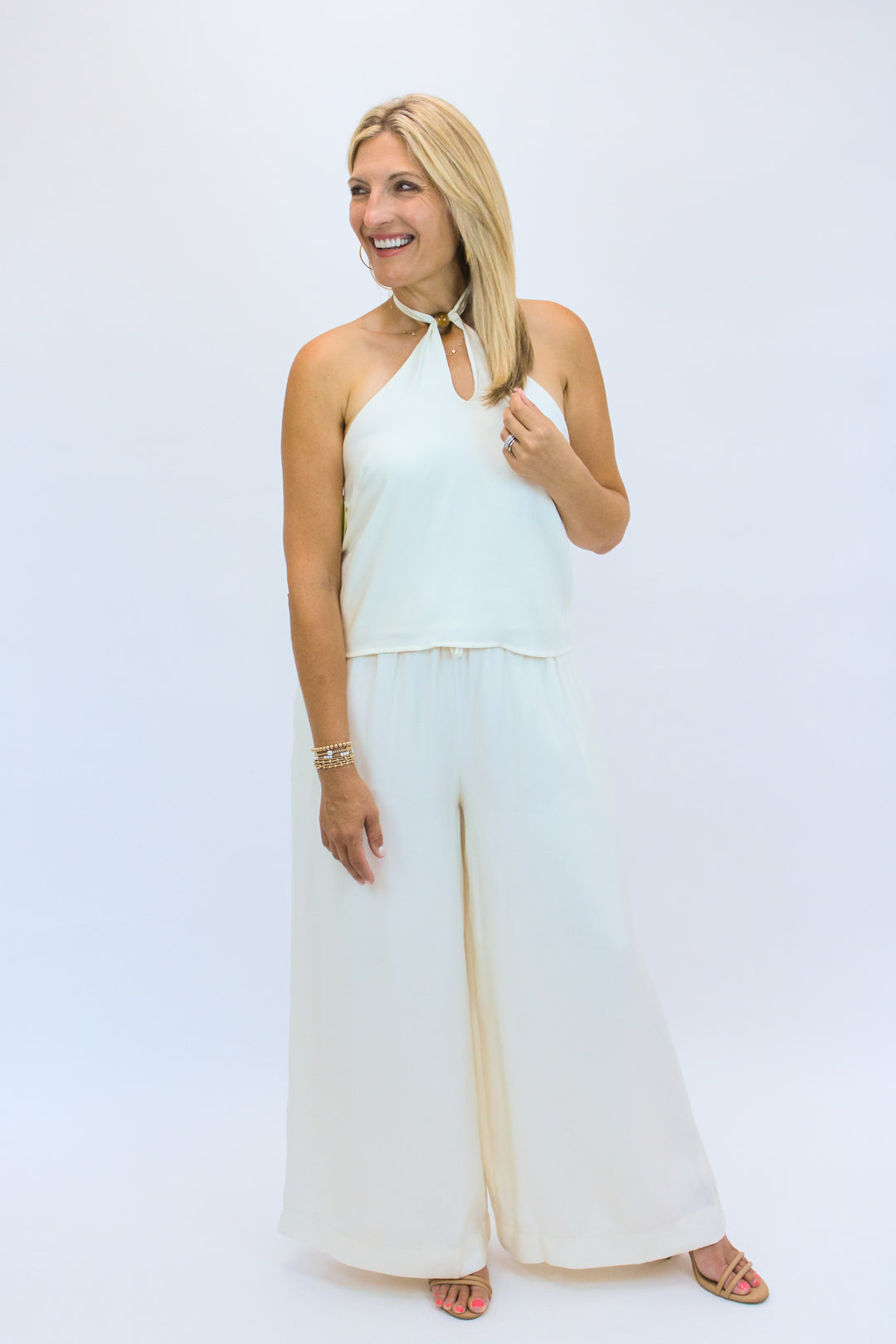 Bea Flowy Pant, Ivory