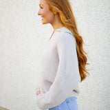 CozyChic® Dolman Sleeve Collared Pullover, Stone