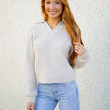 CozyChic® Dolman Sleeve Collared Pullover, Stone