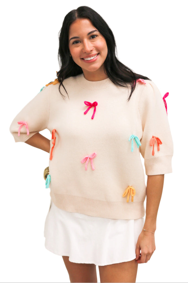Sugar Rush Bow Sweater, Ivory