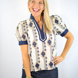Left An Impression Top, Navy
