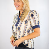Left An Impression Top, Navy