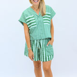 Luna Top, Mist Green Stripe