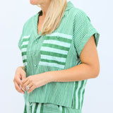 Luna Top, Mist Green Stripe