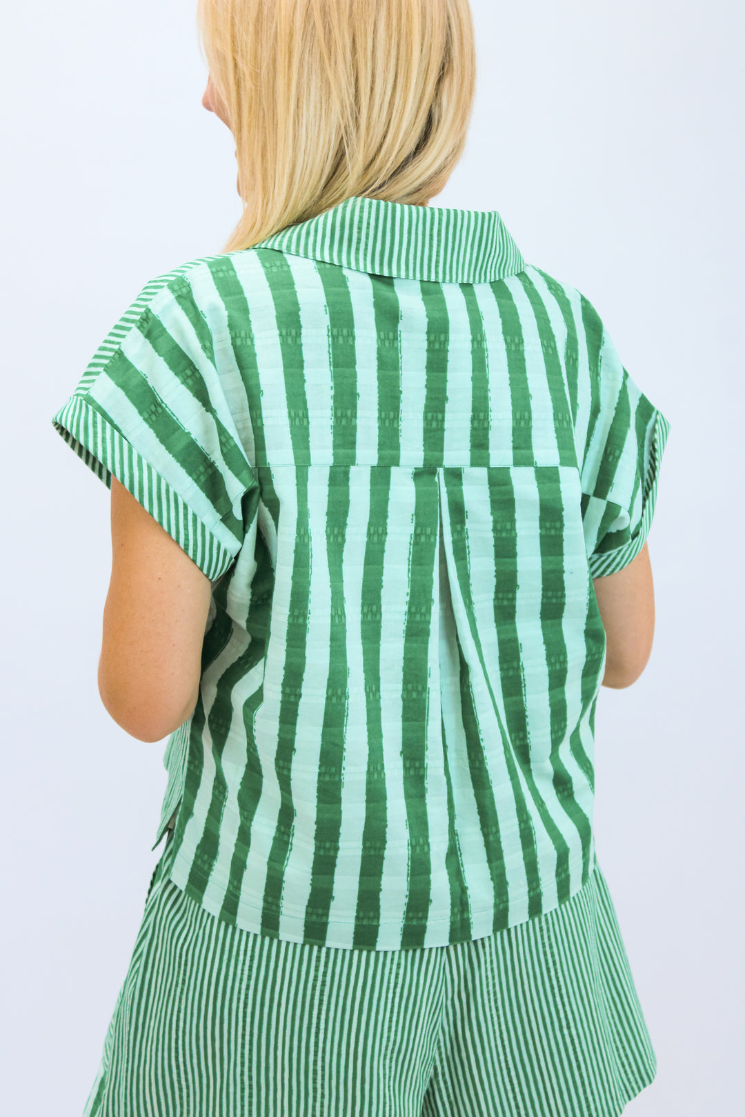 Luna Top, Mist Green Stripe