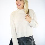 Mock Neck Sweater, Ivory Oat