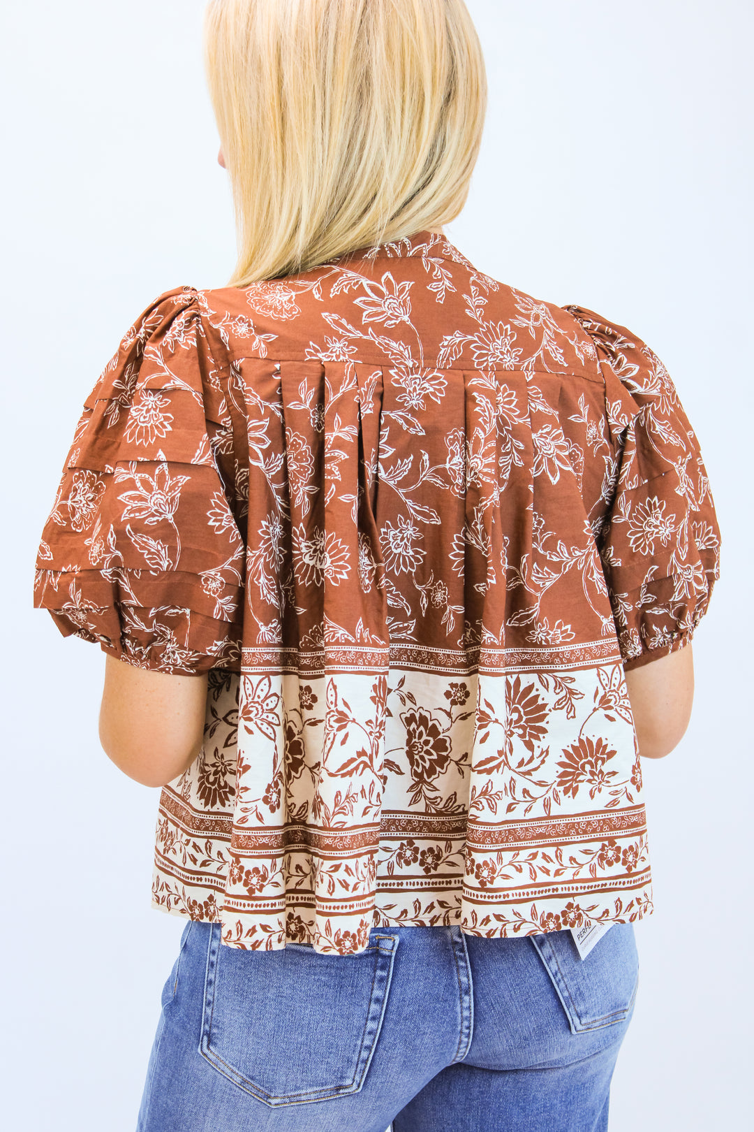 Take A Chance Top, Brown/Cream