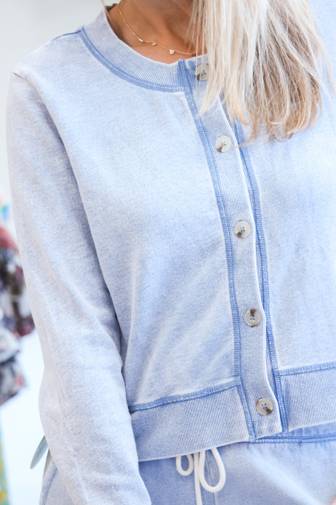 Daily Knit Denim Cardigan, Washed Indigo