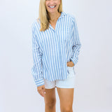 Perfect Linen Striped Top, Boathouse