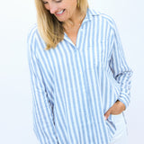 Perfect Linen Striped Top, Boathouse