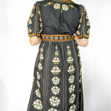 Embroidered Flowers Midi Dress, Black