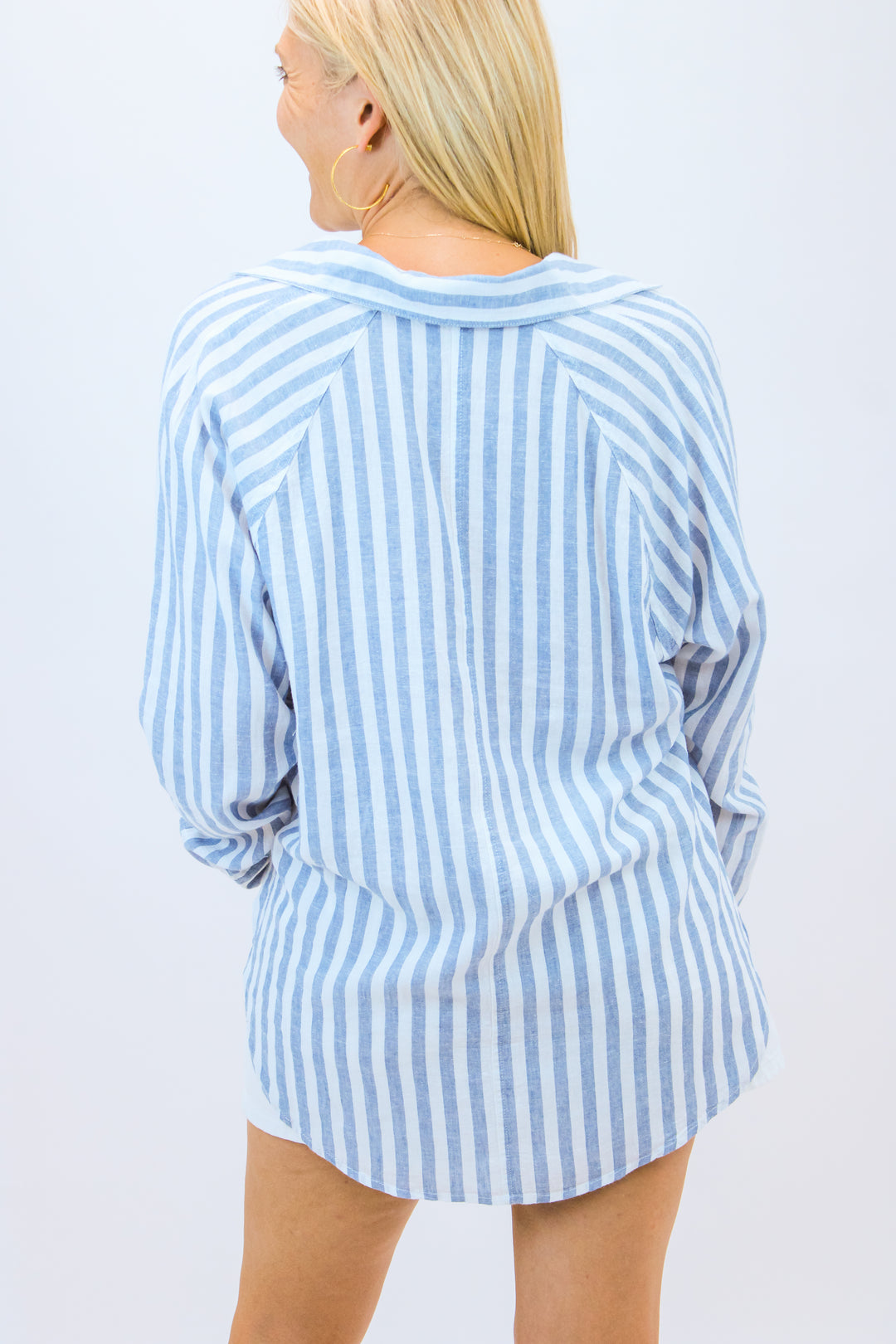 Perfect Linen Striped Top, Boathouse