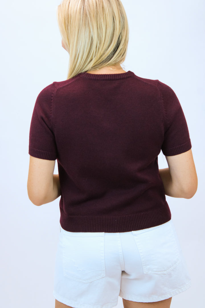 First Down Knit Sweater, Maroon