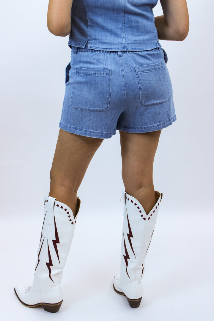 Elle Playa Trouser Short, Sea Breeze Wash