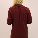 Long Sleeve Button Down Dress, Maroon