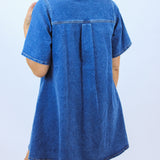 Paloma Denim Mini Shirt Dress, Medium Wash