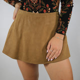 Paradise Found Suede Skort, Caramel Cafe