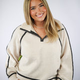 Alps Half Zip Sweater, Light Oatmeal Heather
