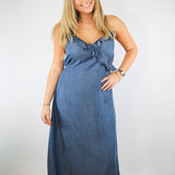 Ruffle Cami Midi Dress, Moonlit Wash