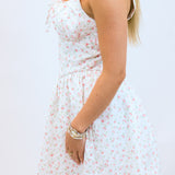 Floral Paradise Mini Dress, White Pink Floral