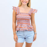 Odette Short Sleeve Top, Boho Tile