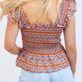 Odette Short Sleeve Top, Boho Tile