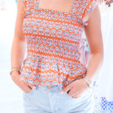 Odette Short Sleeve Top, Boho Tile