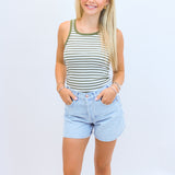 Classic Striped Scoop Tank, Fern
