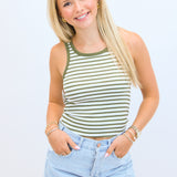 Classic Striped Scoop Tank, Fern