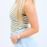 Classic Striped Scoop Tank, Fern
