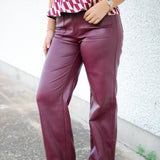 Reeve Faux Leather Pant, Burgundy