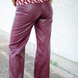 Reeve Faux Leather Pant, Burgundy