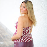 Antonella Strapless Top, Burgundy Cream