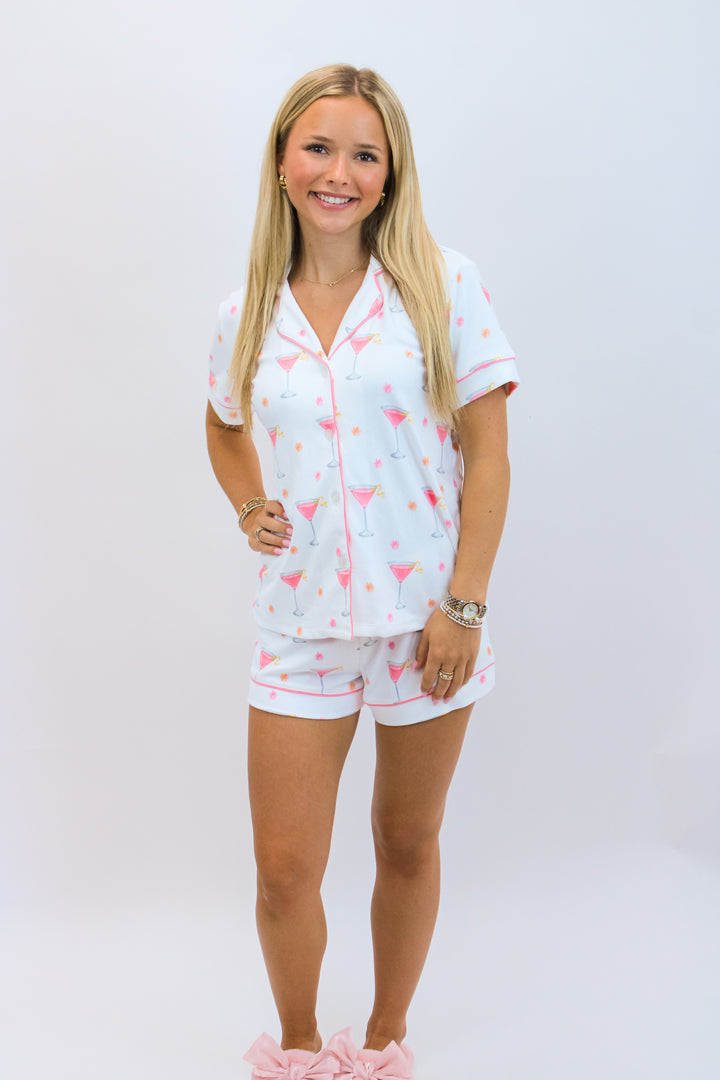 Tini Time Drinks 3-Piece PJ Set, Ivory